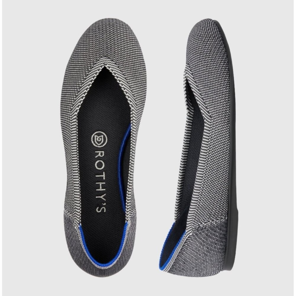 Rothy’s The Flat Birdseye Cloud Grey Round Toe Ballet Flats Shoes 7